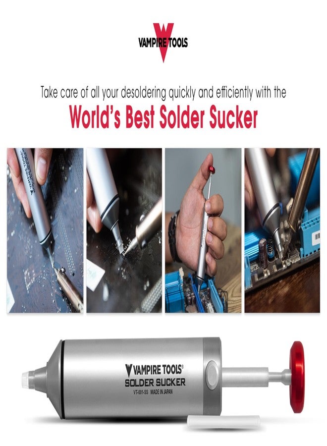 VAMPLIERS Premium Solder Sucker Made in Japan Heavy Duty Desoldering Pump High Power Vacuum Suction - Image 2